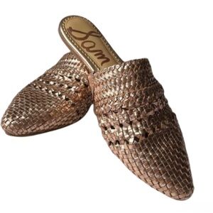 Sam Edelman Natalya Rose Gold Woven Leather Mules 9.5